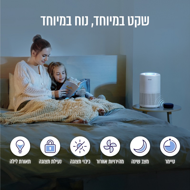 מטהר אוויר חכם כולל שליטה מאפליקציה levoit