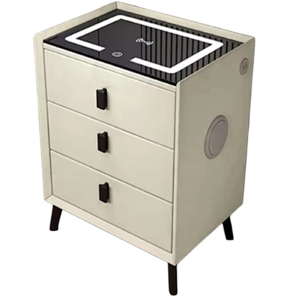 שידה חכמה משולבת משטח טעינה ורמקול - 3 מגירות Multi Garden &lrm;MG-132 שמנת