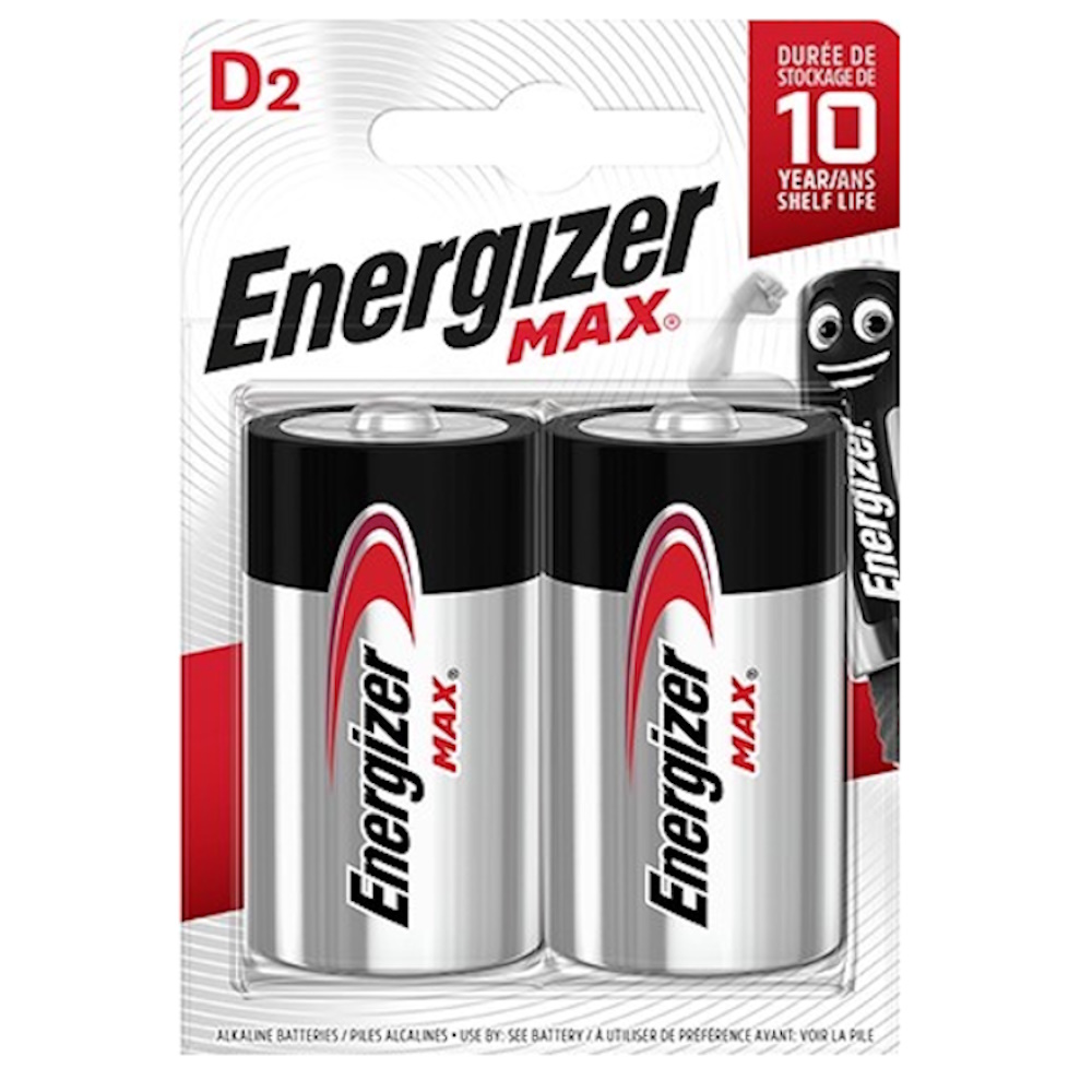 2 סוללות Energizer Max Alkaline &lrm;D2 D-LR20