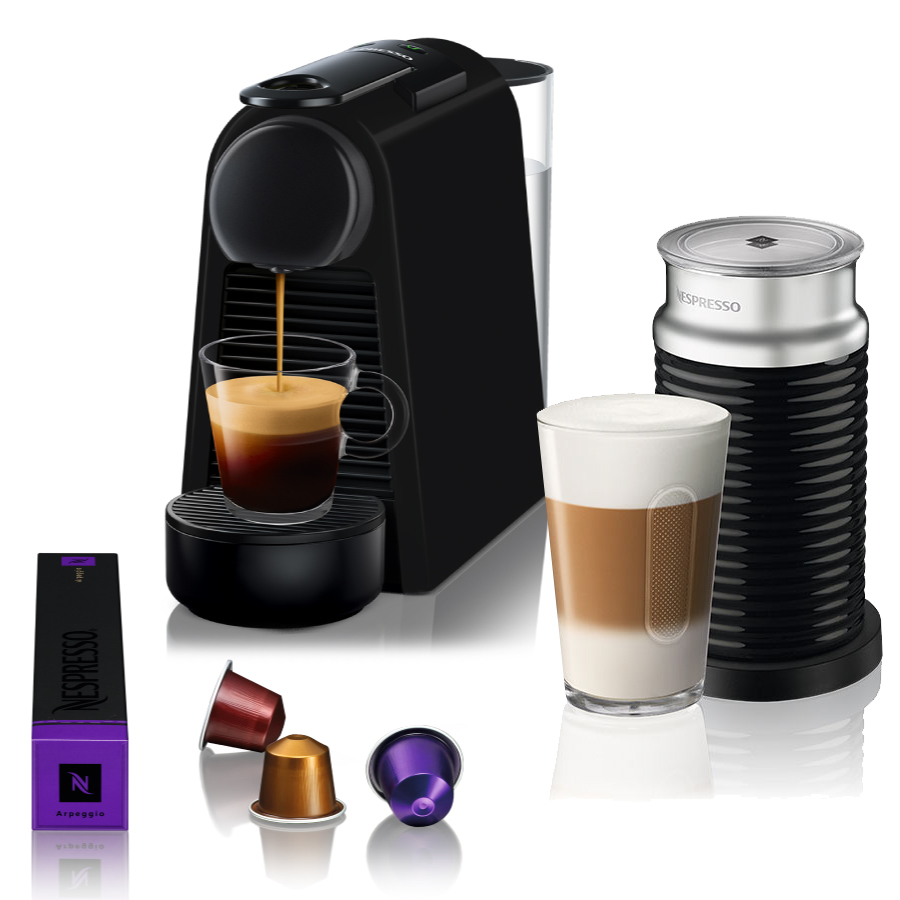 סרטון - מכונת קפה ומקציף nespresso  נספרסו  essenza mini d30-mb באנדל שחור מט