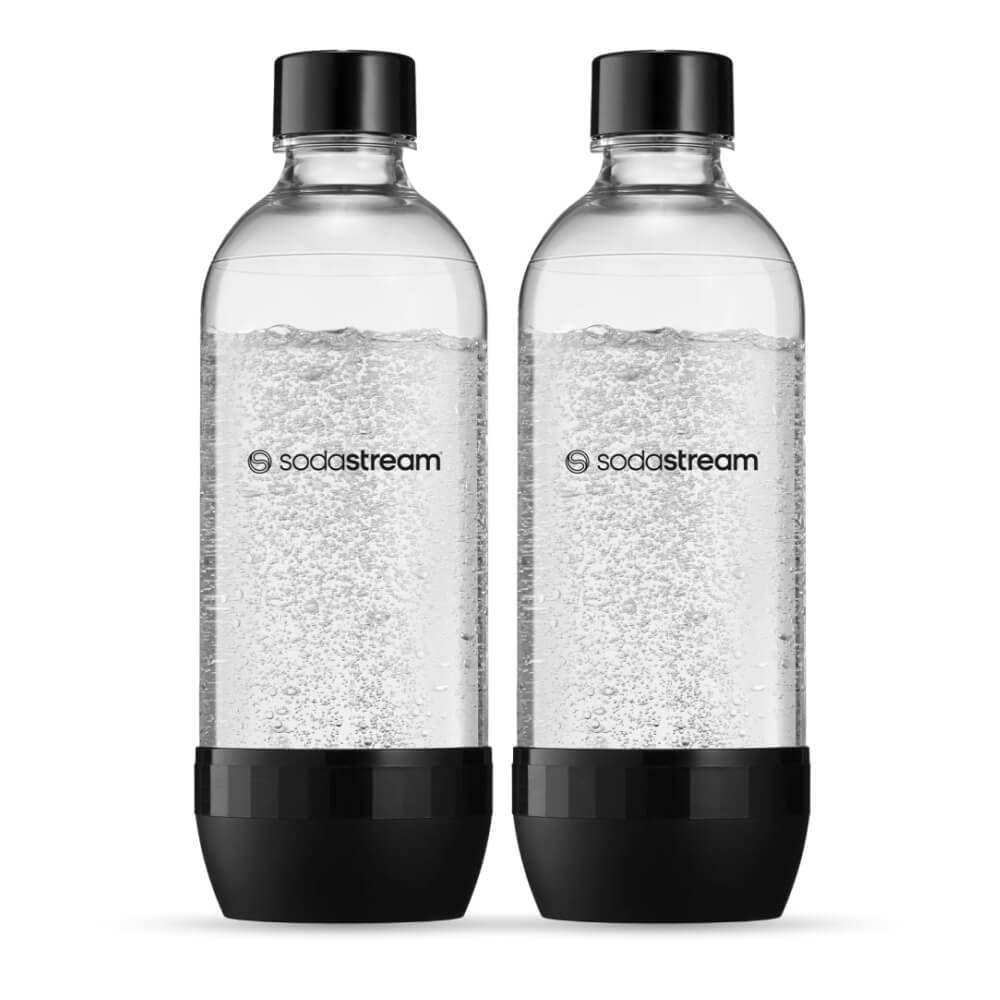 זוג בקבוקי פלסטיק להגזה - 1 ליטר למכשירי SodaStream &lrm;PET מארז זוגי 1 ליטר שחור