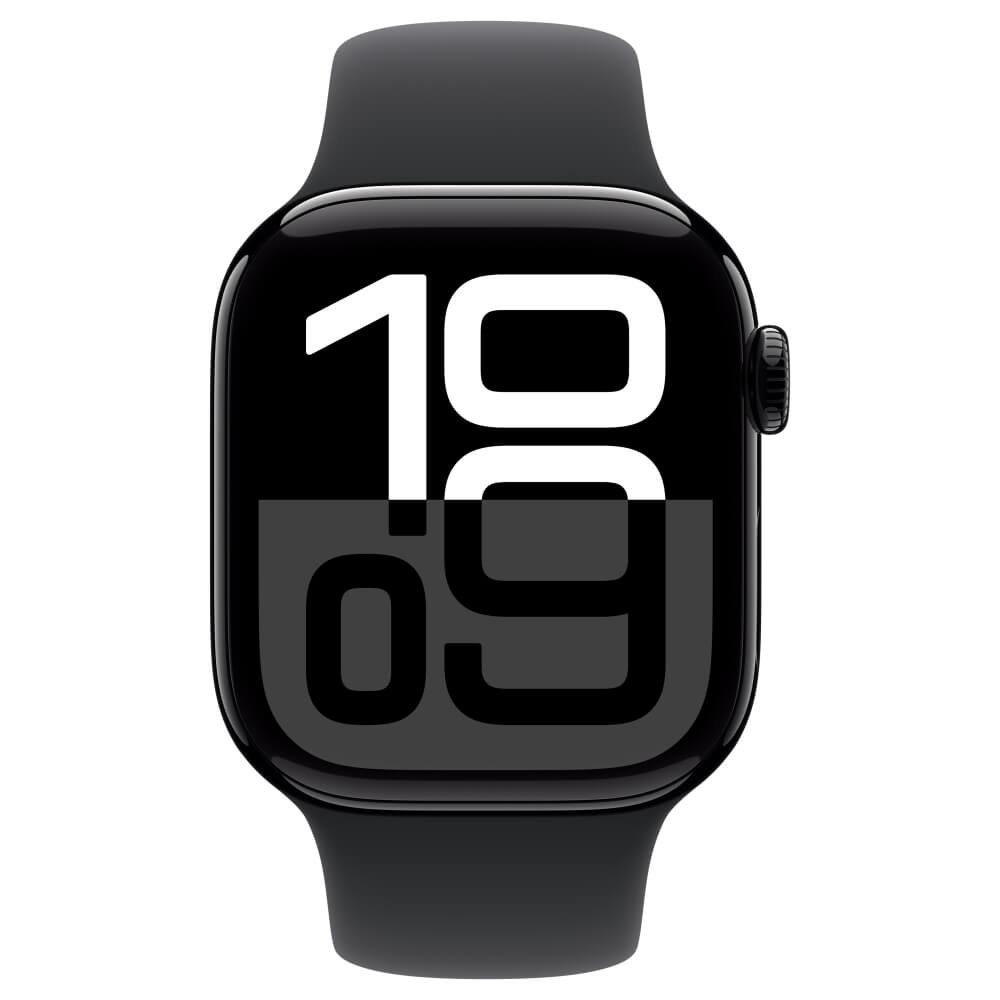 watch series 10 gps 42mm jet black aluminium case with black sport band - m/l יבואן רשמי apple