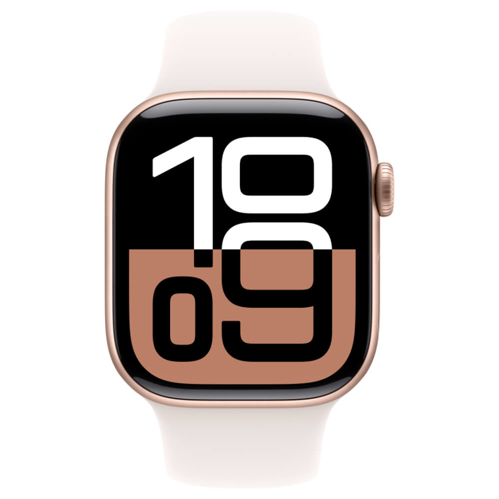watch series 10 gps 42mm - rose gold aluminium case with light blush sport band - m/l יבואן רשמי apple