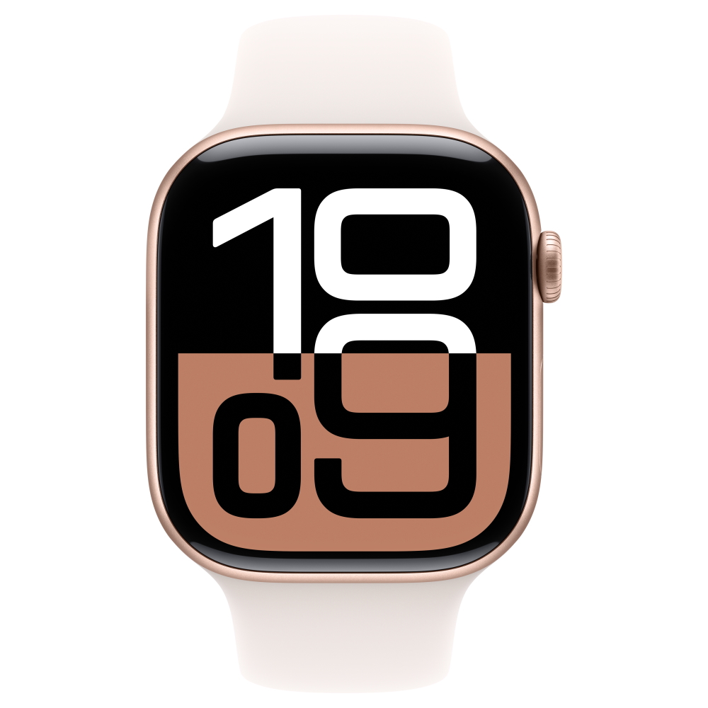 apple watch series 10 gps 46mm - rose gold aluminium case with light blush sport band - m/l יבואן רשמי apple