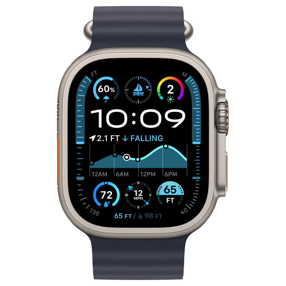 watch ultra 2 gps + cellular 49mm natural titanium case with navy ocean band יבואן רשמי apple