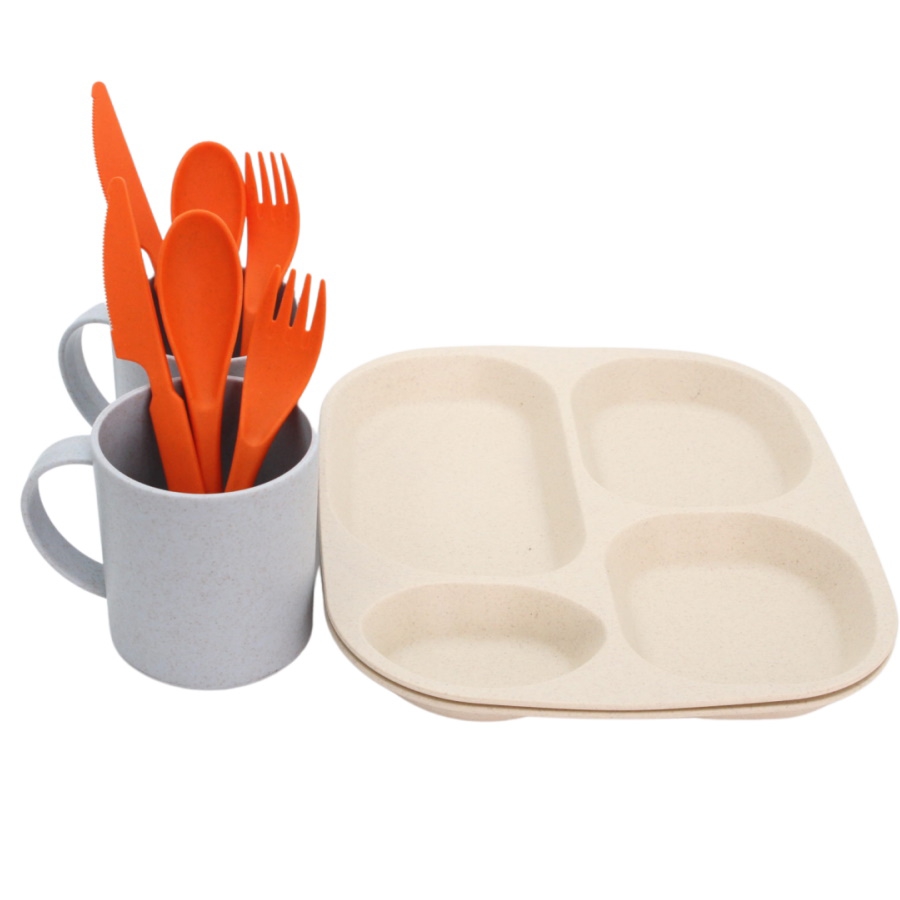 סט כלי אוכל אקולוגי זוגי Camp&Go &lrm;Ecologic Eating Set