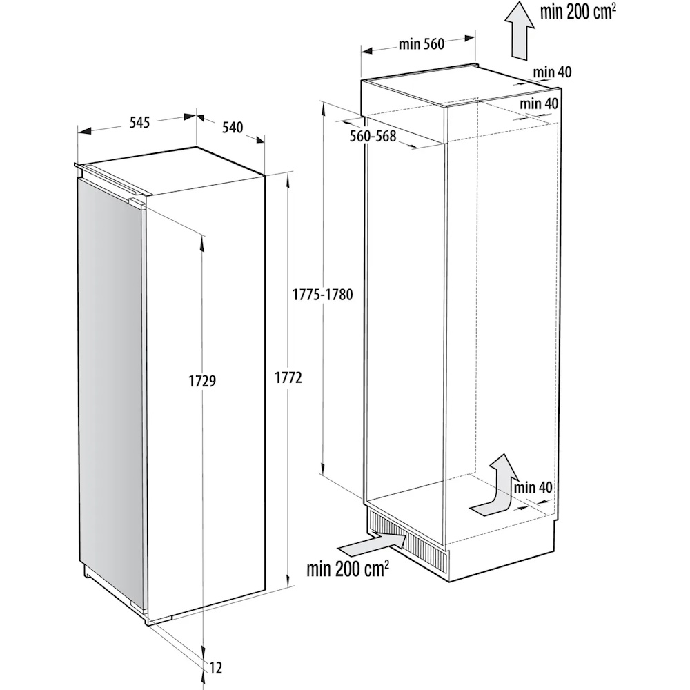 מקפיא אינטגרלי 5 תאים - 235 ליטר gorenje