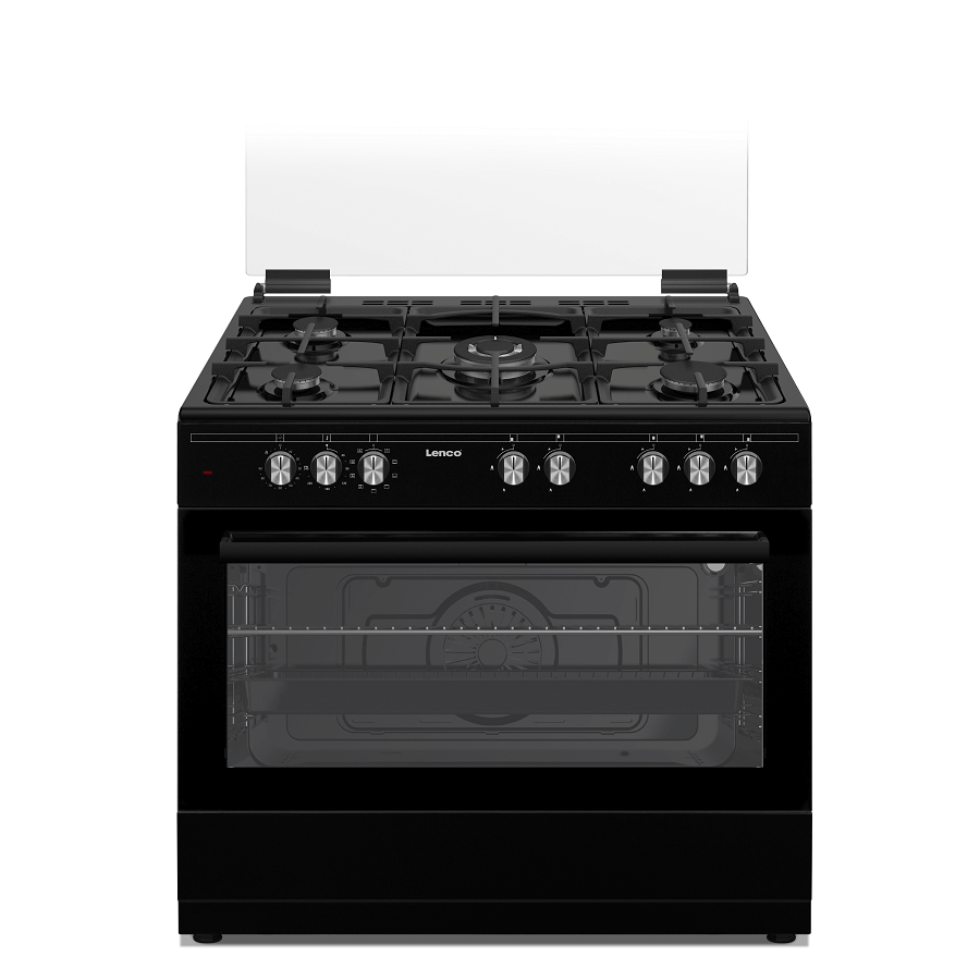 תנור אפייה משולב כיריים גז - 5 להבות Lenco &lrm;LFS-9021B שחור
