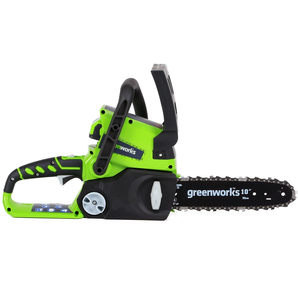 מסור שרשרת חשמלי 10 24v כולל סוללה 4ah ומטען מהיר greenworks
