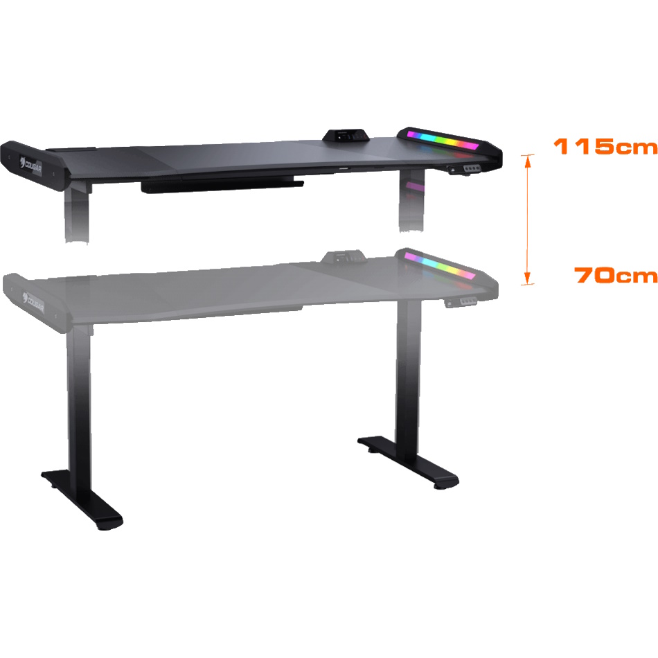 שולחן גיימינג חשמלי כולל תיבת i/o‏ ותאורת rgb ‏- 150 סמ cougar