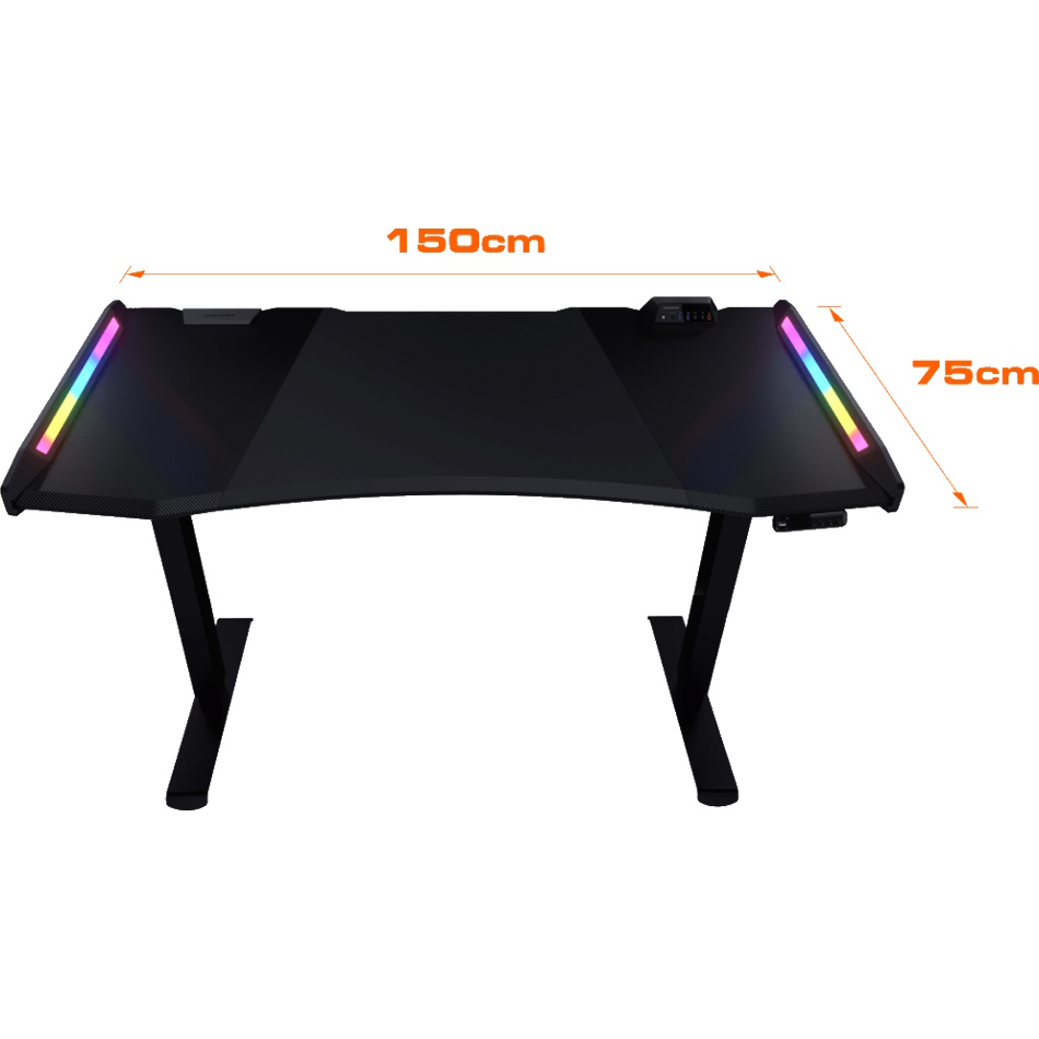 שולחן גיימינג חשמלי כולל תיבת i/o‏ ותאורת rgb ‏- 150 סמ cougar