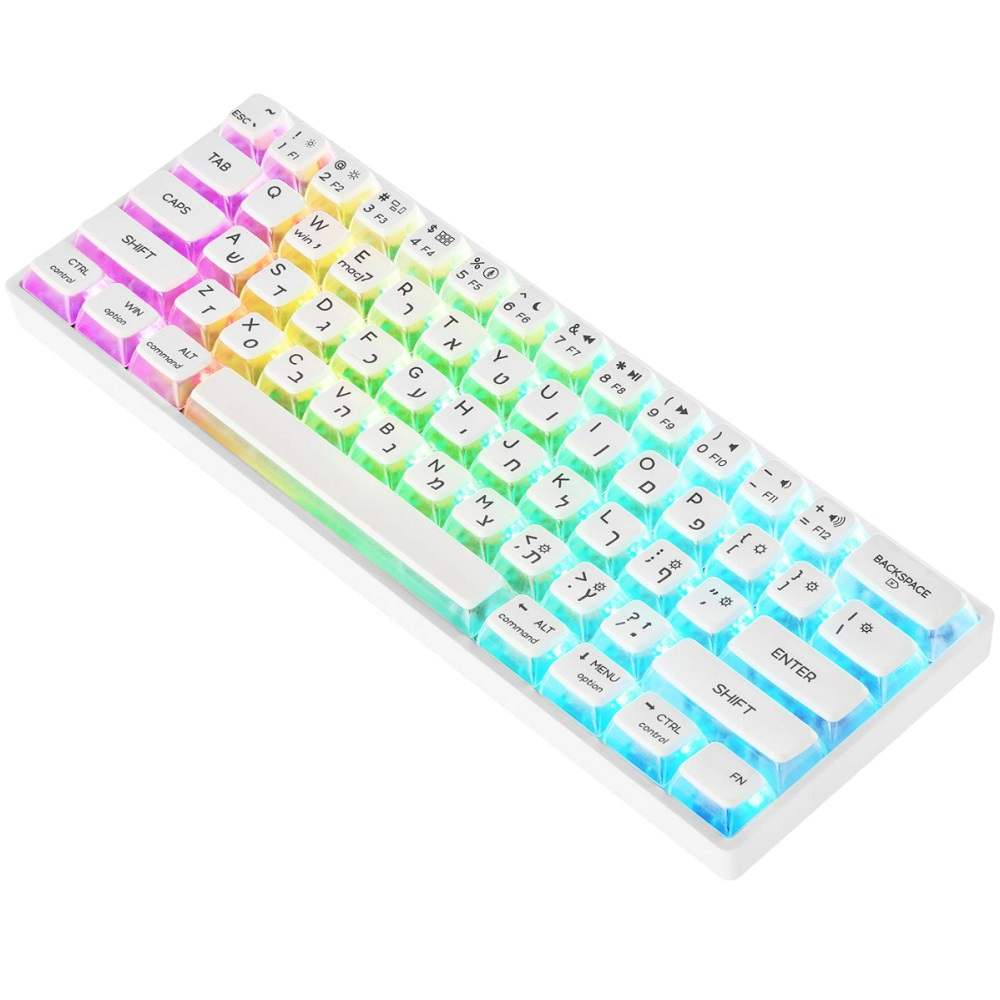 מקלדת גיימינג מכנית חוטית SKYLOONG &lrm;GK-61 - לבן