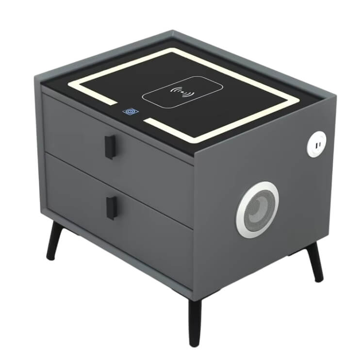 שידה חכמה משולבת משטח טעינה ורמקול - 2 מגירות Multi Garden &lrm;MG-65 אפור