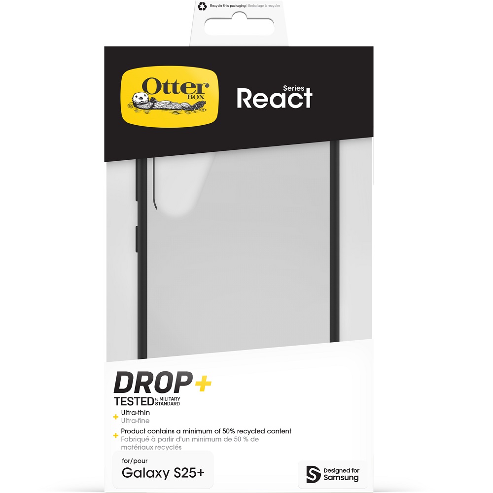 כיסוי שקוף - שחור לסמארטפון OtterBox &lrm;Galaxy S25 Plus - React - Clear/Black