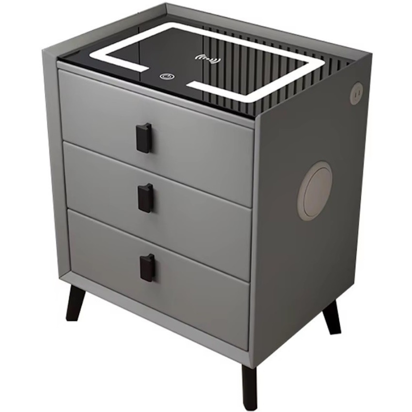שידה חכמה משולבת משטח טעינה ורמקול - 3 מגירות Multi Garden &lrm;MG-135 אפור