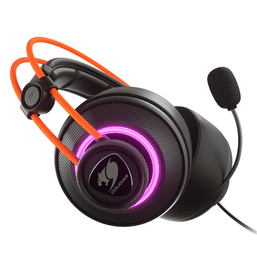 אוזניות גיימינג כולל תאורת rgb וסראונד וירטואלי cougar