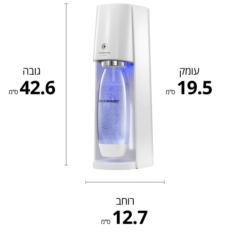 מכשיר ביתי חשמלי להכנת סודה ומשקאות מוגזים - כולל מיכל גז sodastream