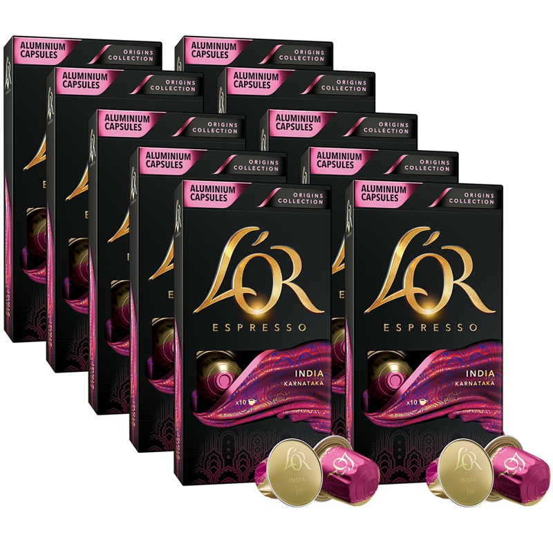 מארז 100 קפסולות אספרסו מאלומיניום L'OR &lrm;India הודו