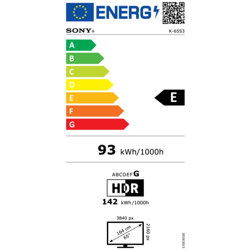 תווית אנרגיה - bravia 3 s35 k65s35b sony