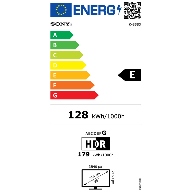 תווית אנרגיה - bravia 3 s35 k85s35bp sony