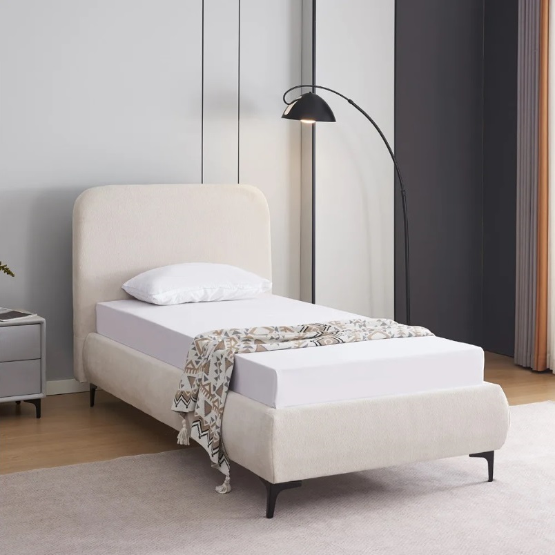 מיטת יחיד מעוצבת ומרופדת Home Decor 90/190 &lrm;קורין 90 - קרם