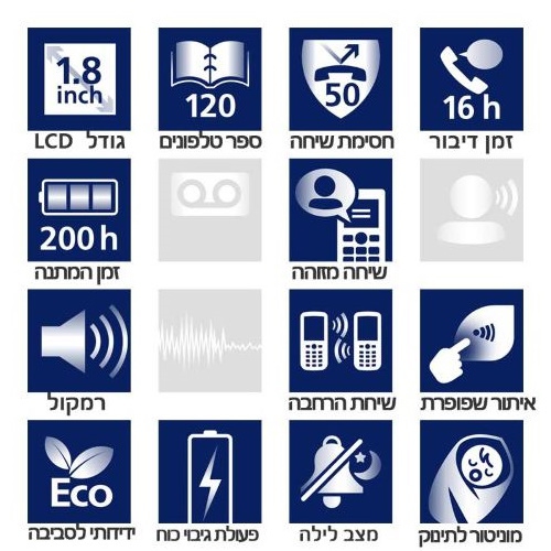 טלפון אלחוטי בעברית + 2 שלוחות panasonic