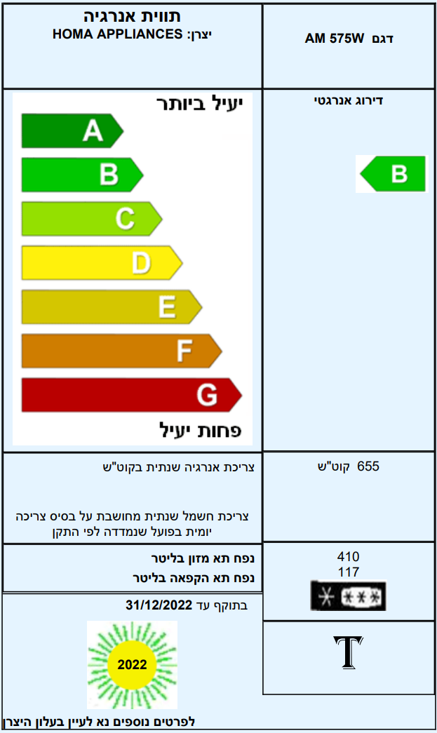 תווית אנרגיה - am575w amcor