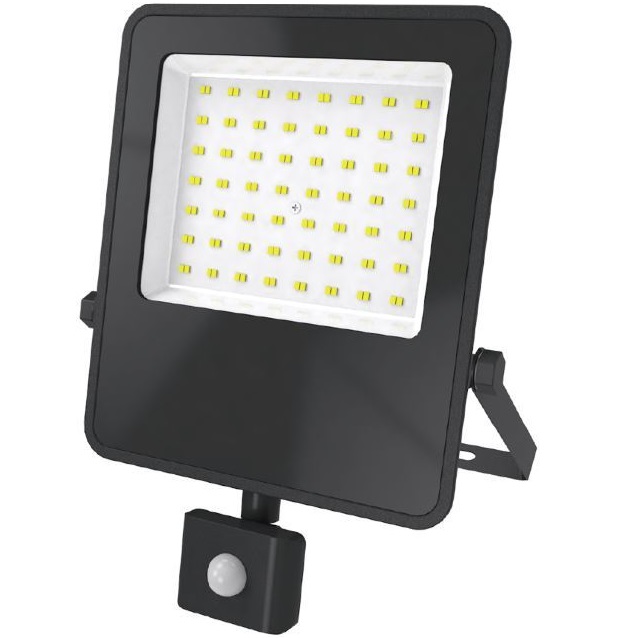 פנס הצפה 100W אור חם כולל חיישן תנועה Brightcom &lrm;LED-E017EIS100W-B-WW