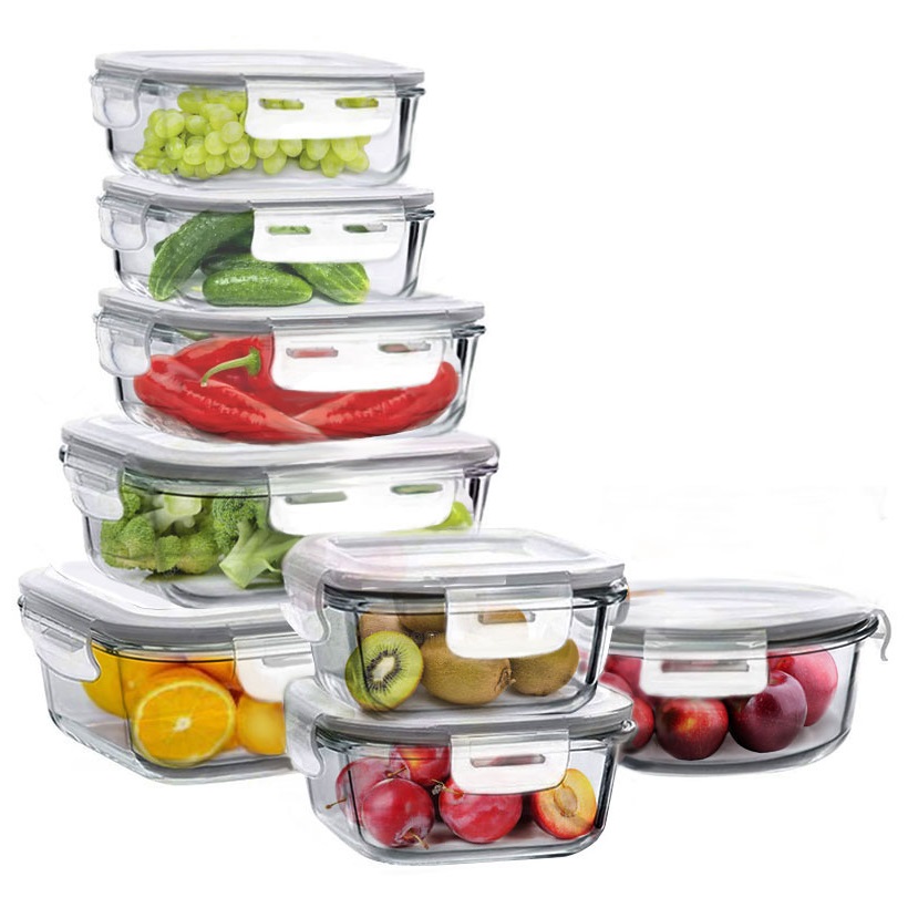 סט 8 קופסאות זכוכית לאחסון מזון la kitchenette