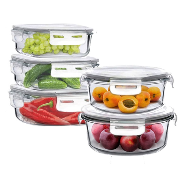 סט 5 קופסאות זכוכית לאחסון מזון la kitchenette