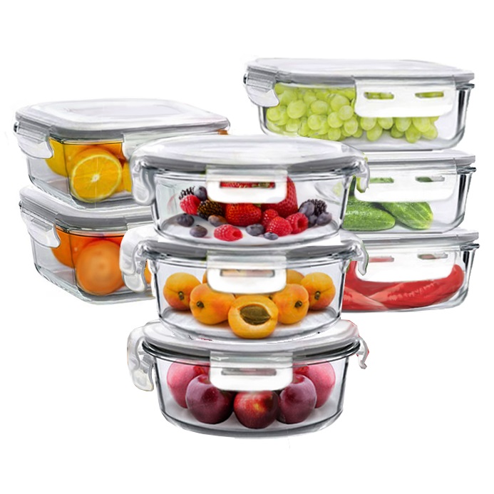 סט 8 קופסאות זכוכית xl לאחסון מזון la kitchenette