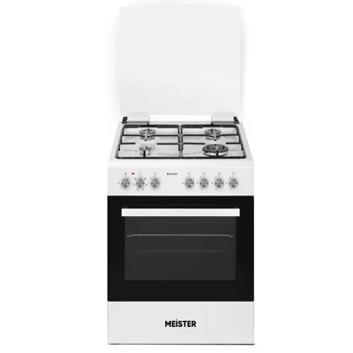תנור משולב כיריים גז - 4 להבות Meister &lrm;M6060W לבן