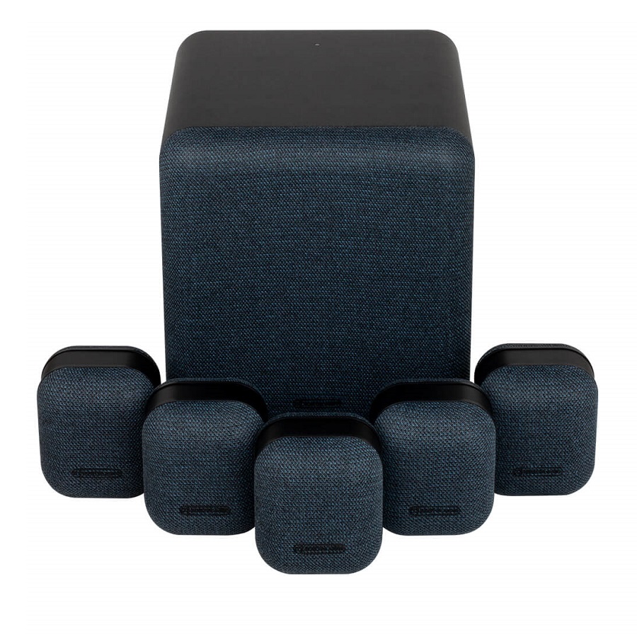 סרטון - מערכת רמקולים 5.1 monitor audio  מוניטור אודיו  mass surround sound שחור כחול