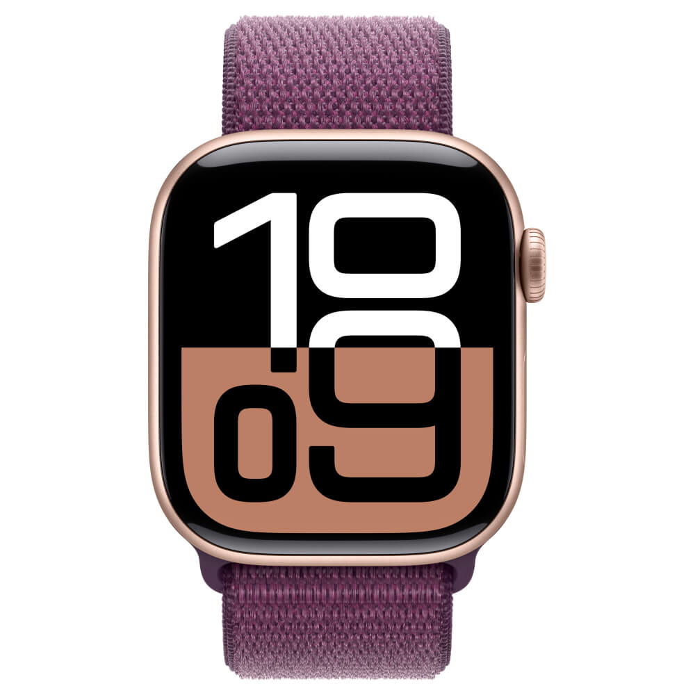 watch series 10 gps 42mm - rose gold aluminium case with plum sport loop יבואן רשמי apple