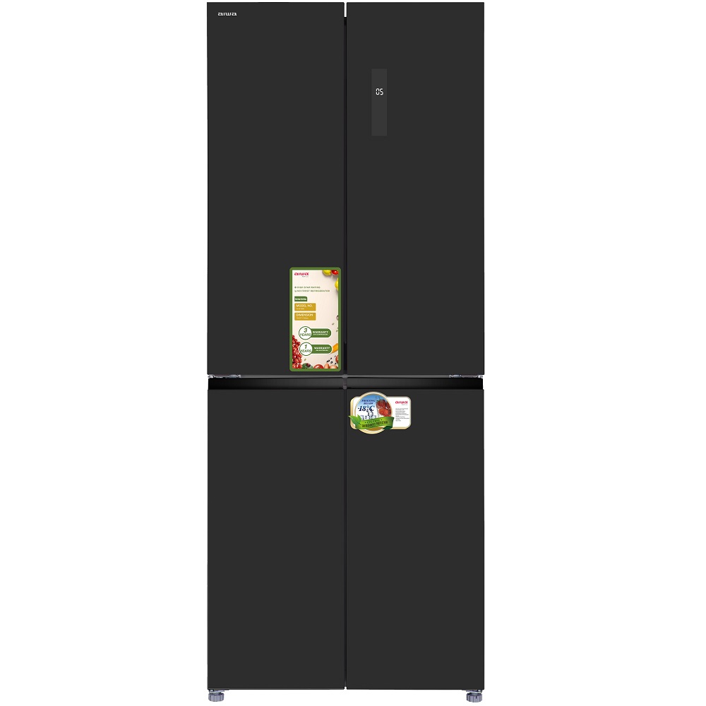 מקרר 4 דלתות - 450 ליטר Aiwa &lrm;NF5500 - זכוכית שחורה
