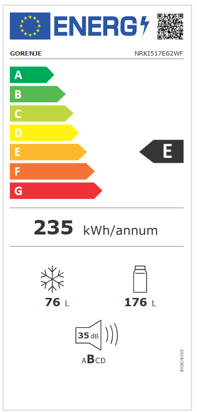 תווית אנרגיה - nrki517e62wf gorenje