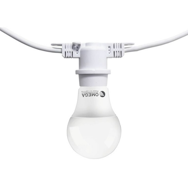 גרלנדה 10 מטר - כולל 10 בתי נורה Omega &lrm;OM-G10M-10XE27-WH-BT