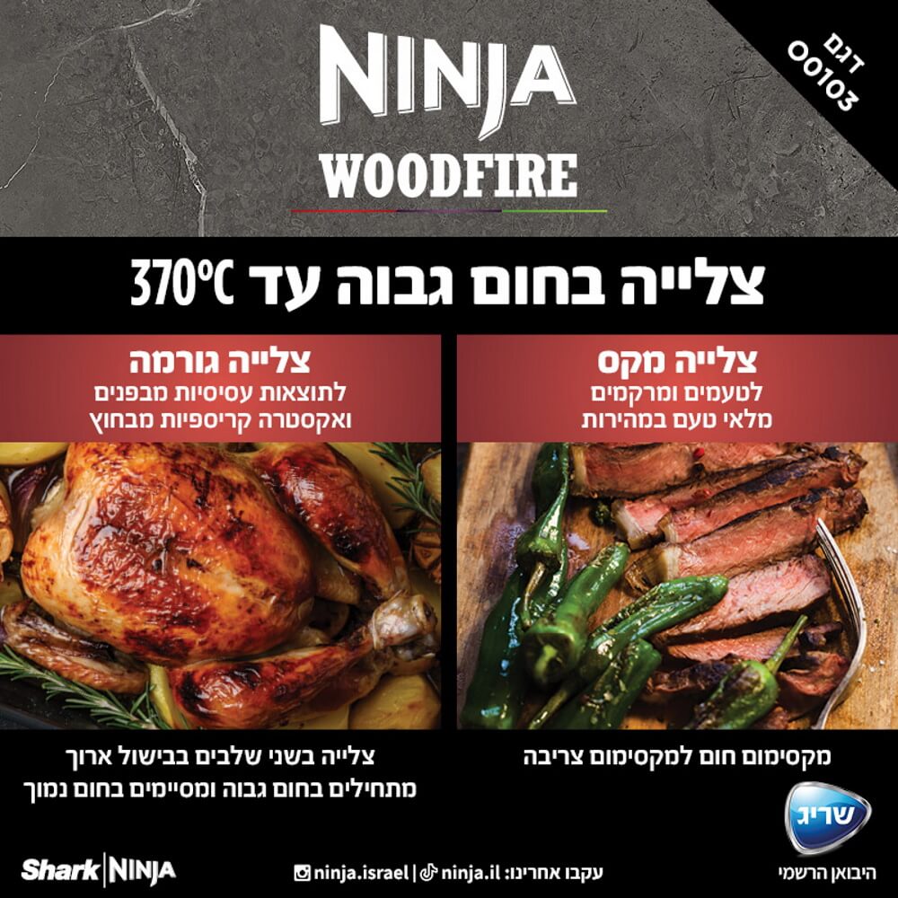 טאבון פיצה כולל אבן שמוט ninja