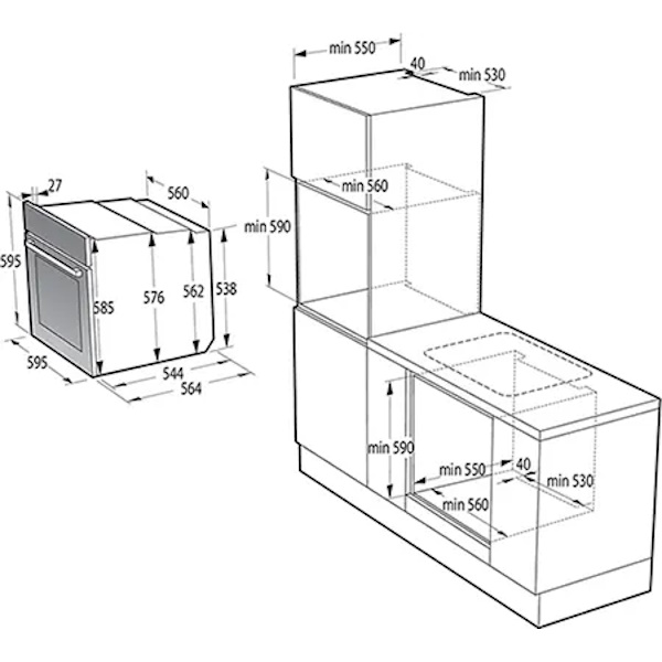 תנור בנוי פירוליטי - 77 ליטר gorenje