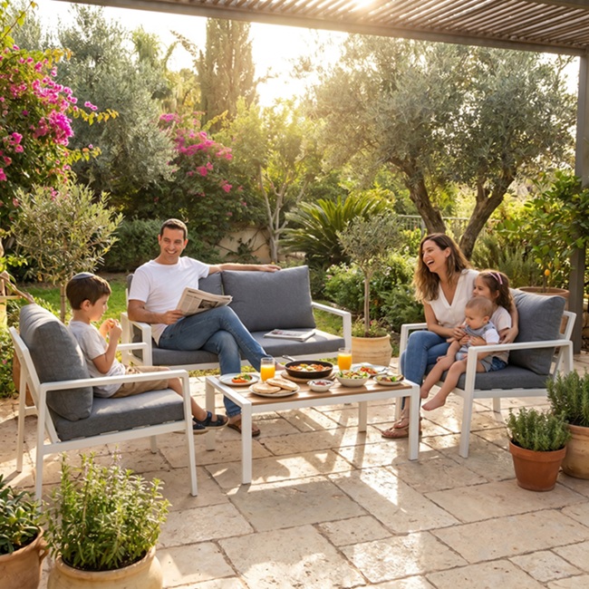 תמונה של מערכת ישיבה אלומיניום לגינה 2+1+1 australia garden