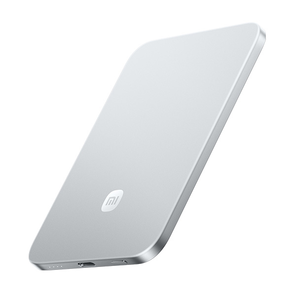 סוללת גיבוי מגנטית אולטרה דקה Xiaomi 5000mAh &lrm;UltraThin Magnetic Power Bank 5000mAh כסוף