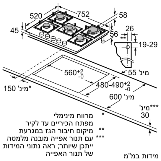 תמונה של כיריים גז 5 להבות bosch