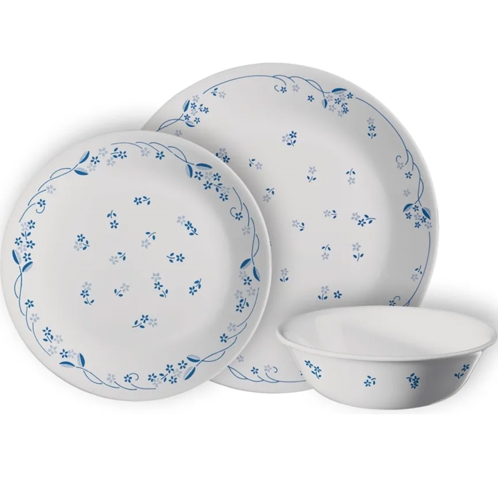 סט צלחות קורל 36 חלקים ל-12 סועדים Corning By Corelle &lrm;Provincial Blue z10165