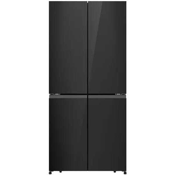 מקרר 4 דלתות מקפיא תחתון - 482 ליטר Hisense &lrm;RQ58 זכוכית שחורה