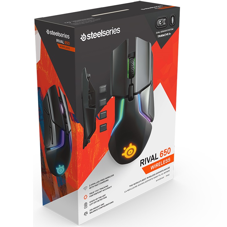 עכבר גיימינג אלחוטי כולל תאורה steelseries