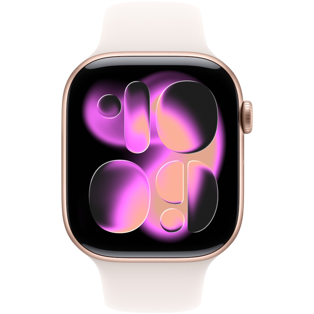 watch series 11 gps 46mm rose gold aluminum case with light blush band - m/l יבואן רשמי apple