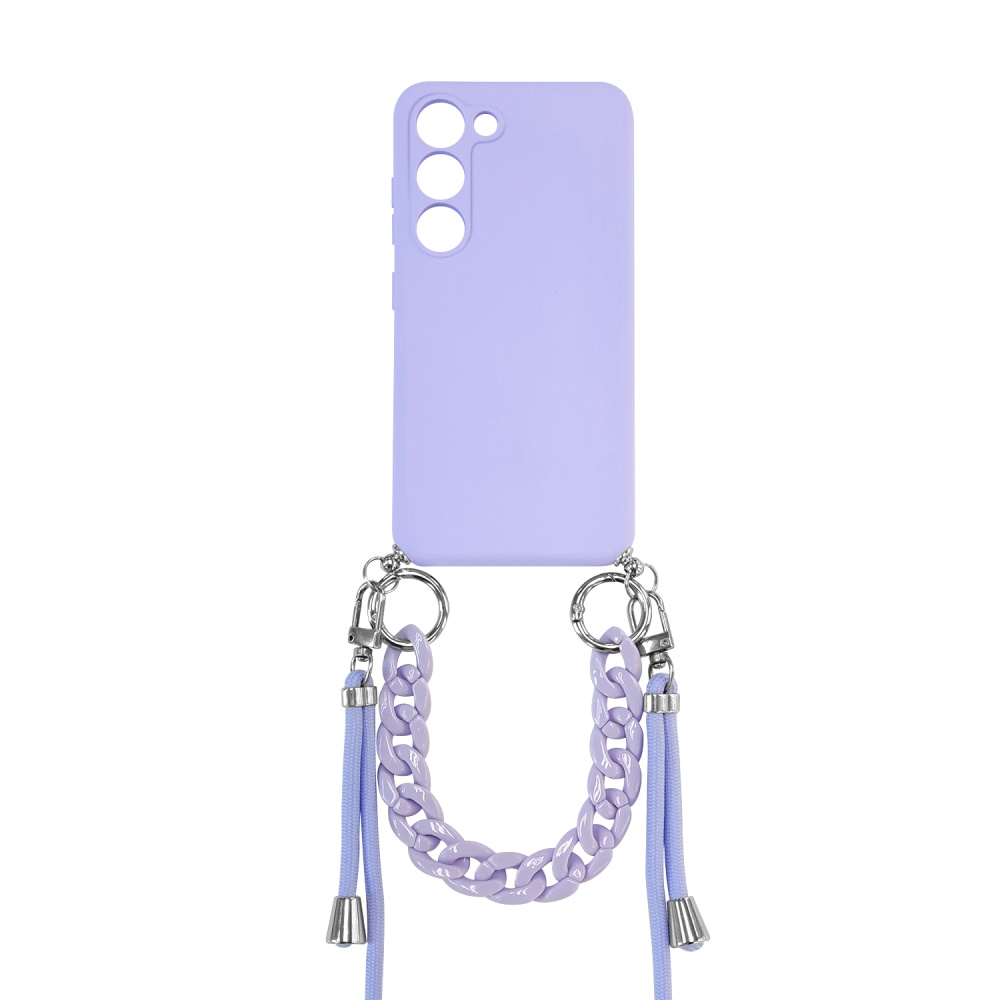 כיסוי אחורי בשילוב שרשרת נשיאה אופנתית Essentials &lrm;Galaxy S23 - Lanyard Case סגול