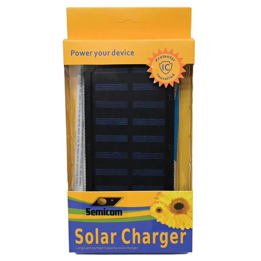 סוללת גיבוי נטענת סולארית משולבת פנס - semicom 10,000mah