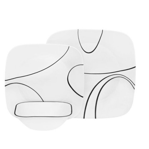 סרטון - סט צלחות 18 חלקים corning by corelle  קורנינג מבית קורל  simple lines