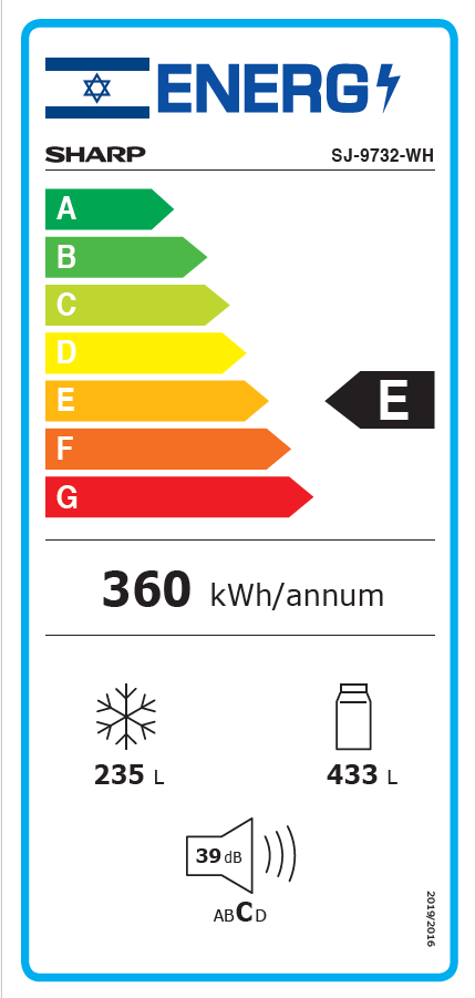 תווית אנרגיה - sj-r9732wh sharp
